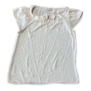 Light Peach Butterfly  Sleeves Tie Front Blouse with Cap Sleeves